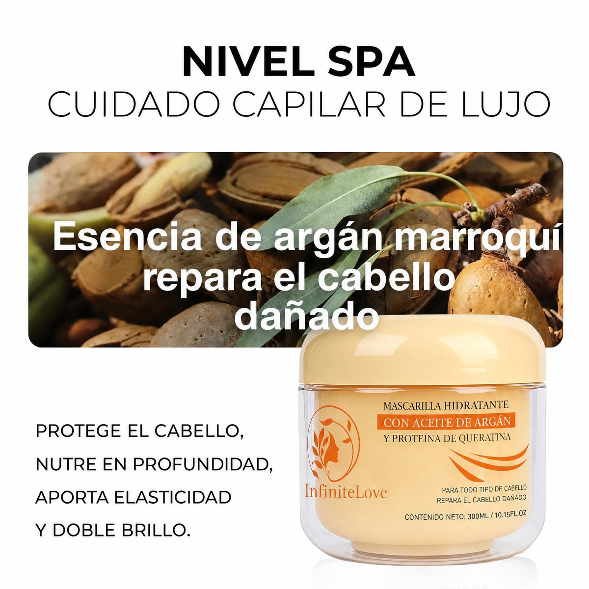 Infinitelove Bcn Rescate Dorado — Mascarilla Capilar con Queratina y Argán 300 ml