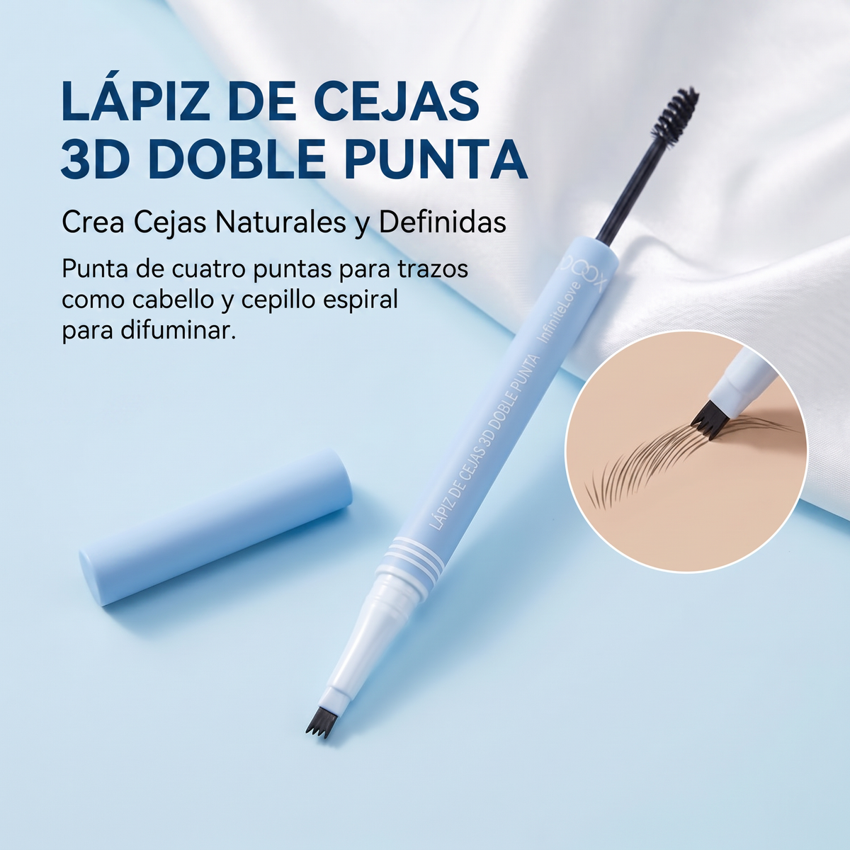 Lápiz de Cejas 3D Doble Punta - Resistente al Agua con Cepillo Espiral