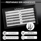 Kit de Pestanas en Racimo Autoadhesivas DIY - 80 Piezas 8-16mm con Pinzas de Precision