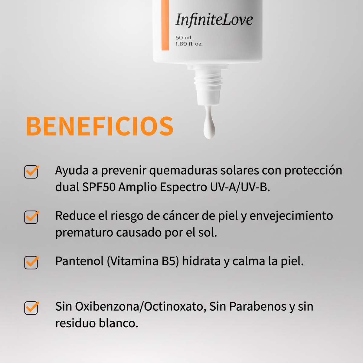 Protector Solar Invisible SPF50 Amplio Espectro para Rostro y Cuerpo 50ml