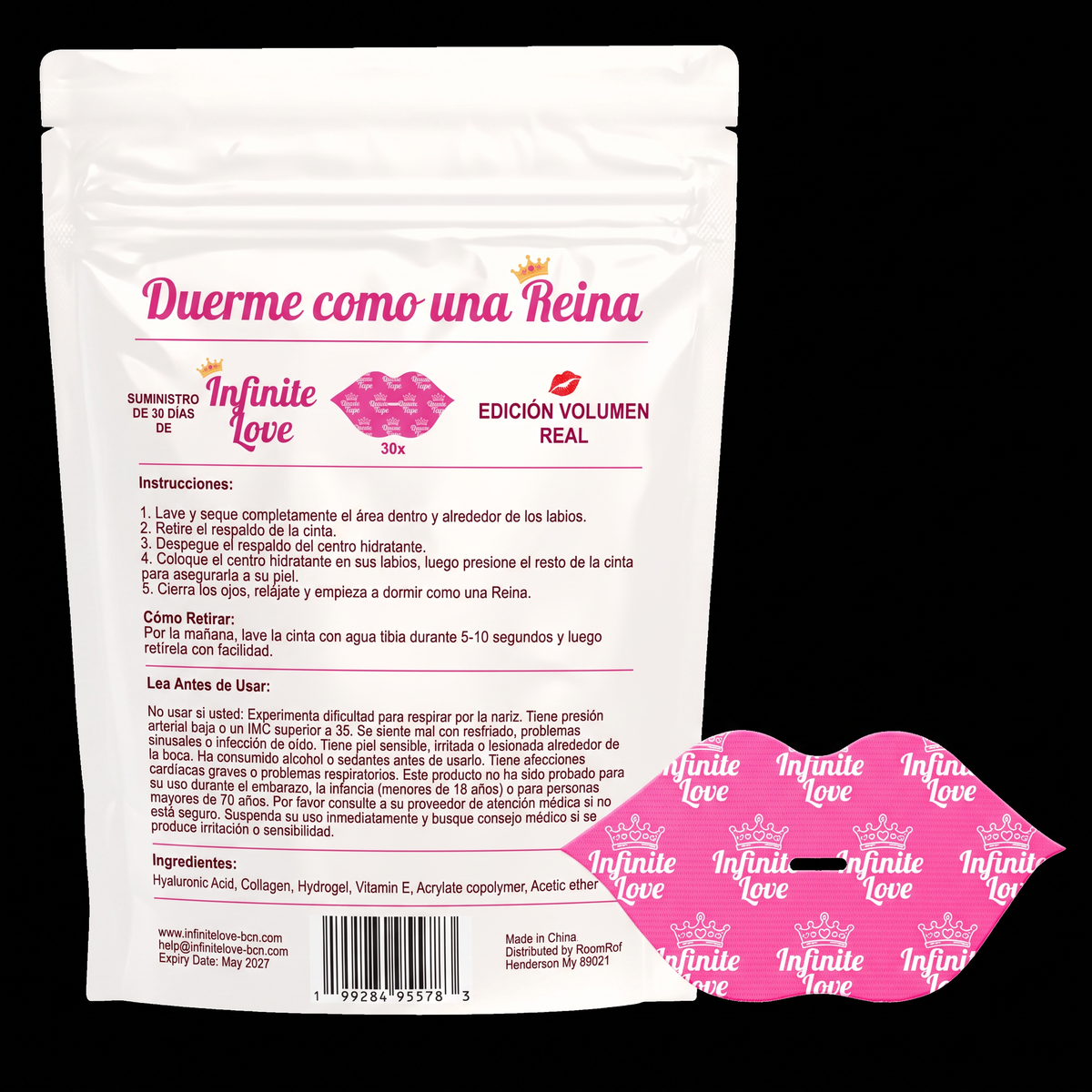 Cinta Bucal Nocturna con Colágeno, Ácido Hialurónico y Vitamina E - 30 Unidades