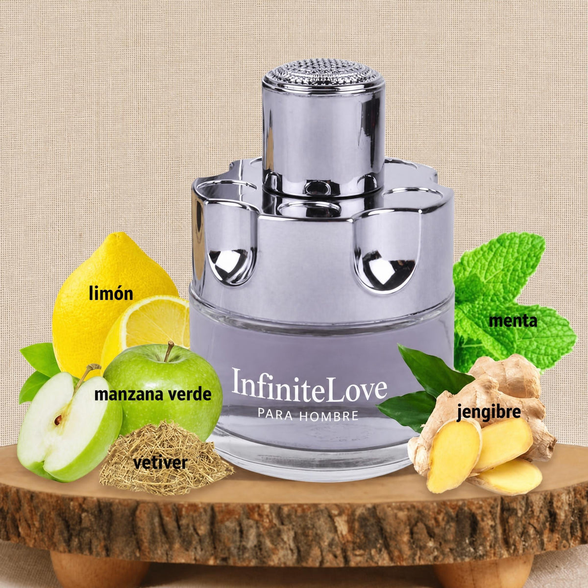 Infinite Love Bcn Silver Homme — Eau de Toilette Masculina Cítrica, Especiada y Amaderada 100 ml
