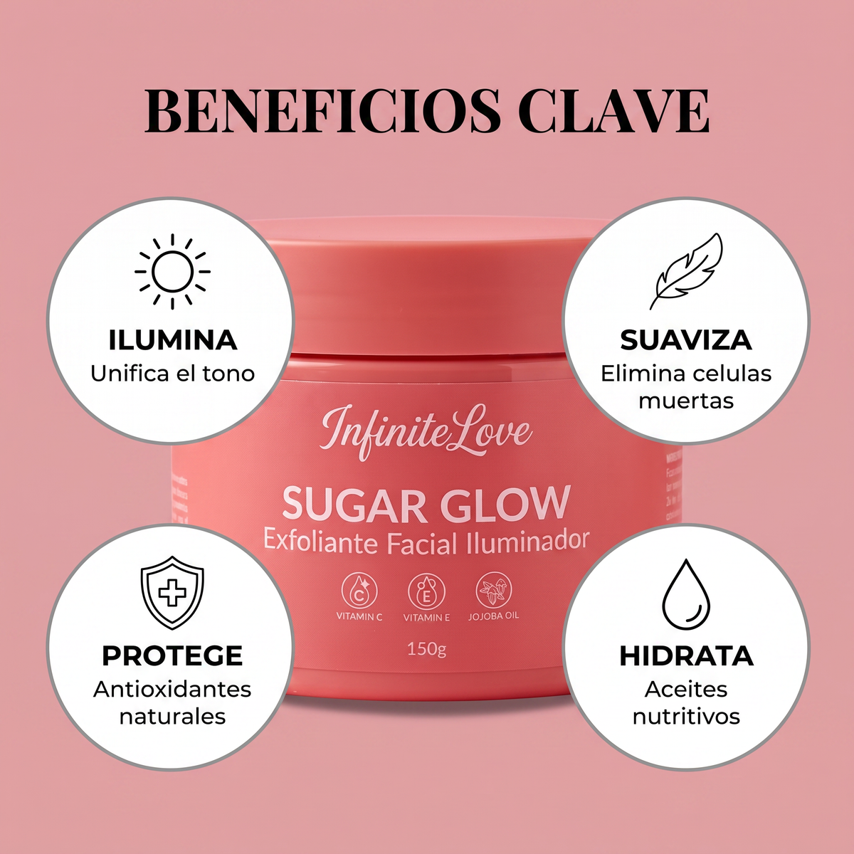 Sugar Glow - Exfoliante Facial Iluminador con Vitamina C y Ácido Glicólico 150g