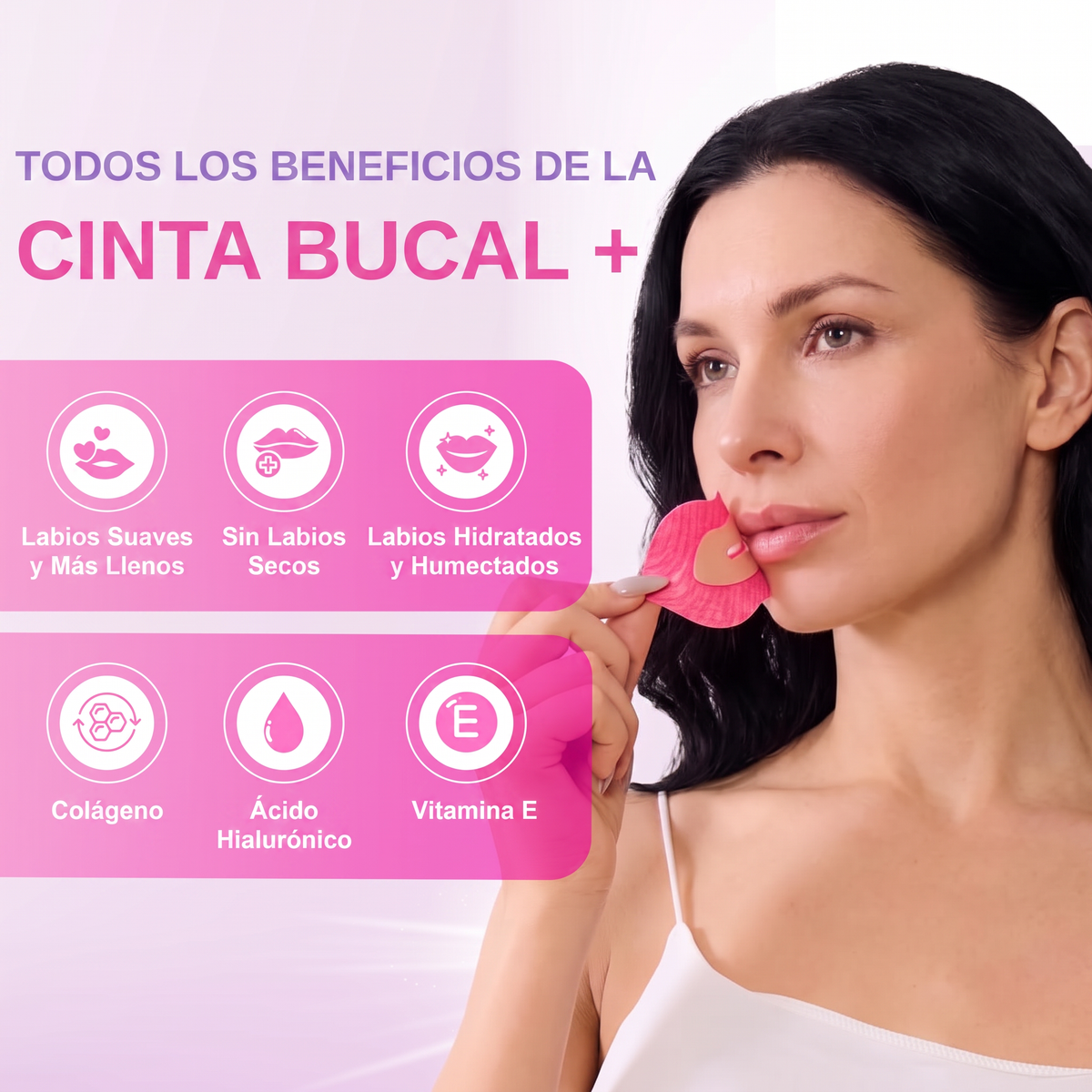 Cinta Bucal Nocturna con Colágeno, Ácido Hialurónico y Vitamina E - 30 Unidades