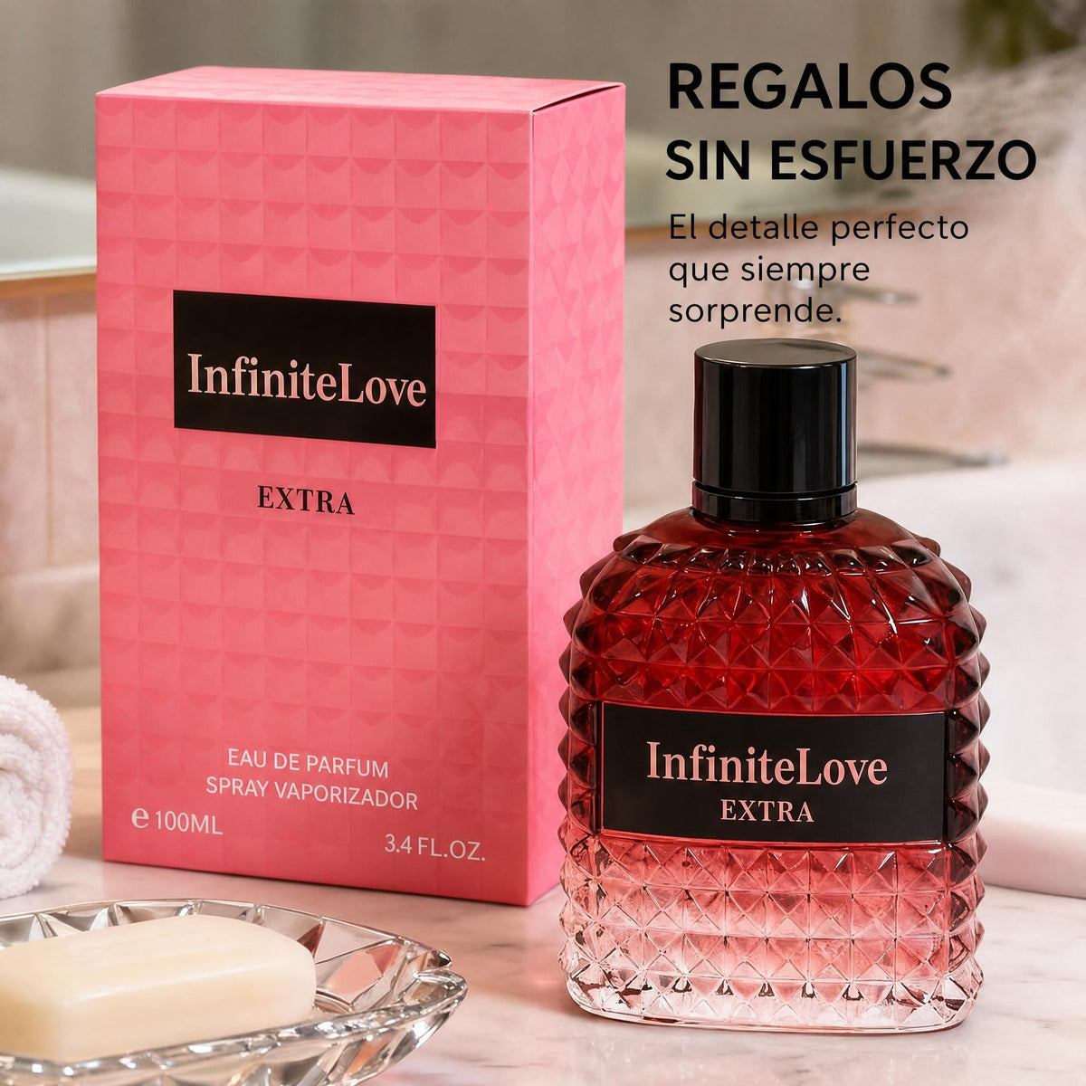 Infinite Love Bcn Extra Eau de Parfum Frutal Floral Ambar Vainilla Grosella Ron Rosa Mujer 100ml