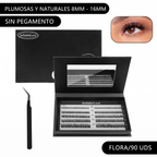Kit de Pestanas en Racimo Autoadhesivas DIY - 80 Piezas 8-16mm con Pinzas de Precision