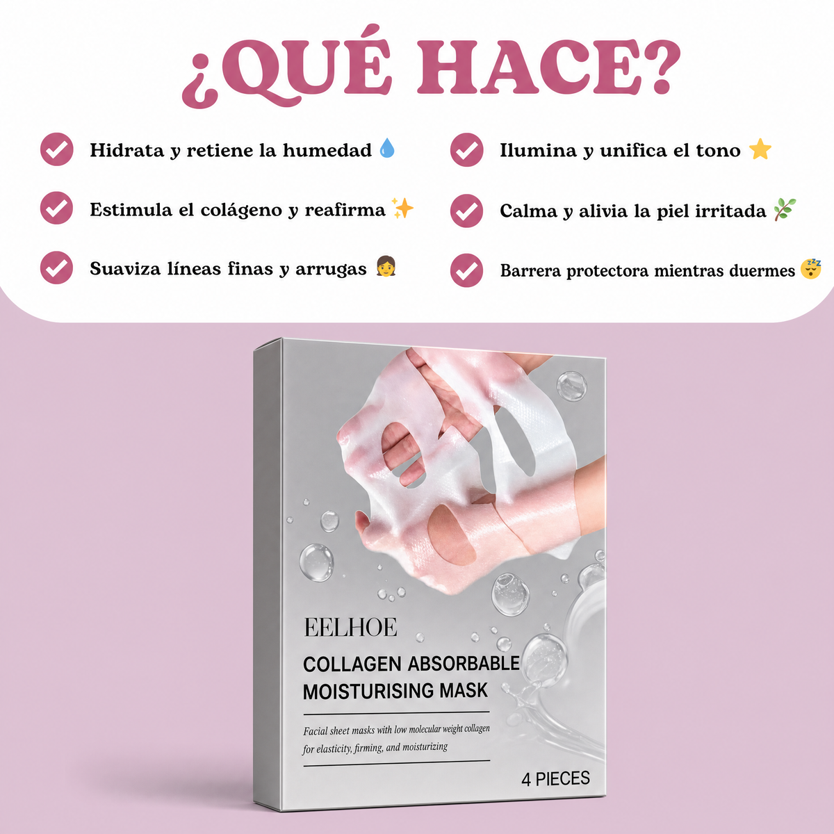 Mascarilla de Hidrogel con Colágeno (4 Mascarillas por Caja)