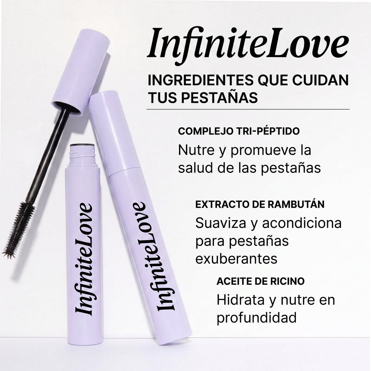 Máscara de Pestañas Volumen y Longitud - Aplicador Esférico con Ingredientes Nutritivos