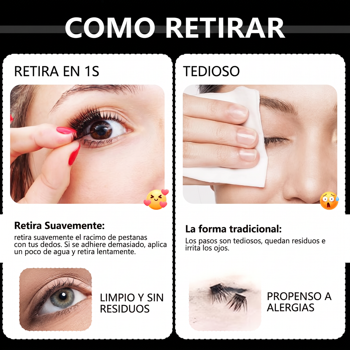 Kit de Pestanas en Racimo Autoadhesivas DIY - 80 Piezas 8-16mm con Pinzas de Precision