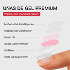 Uñas Postizas de Gel Premium Press-On Blanco Lechoso 30 Piezas - Acabado Ultra Brillante Calidad Salón