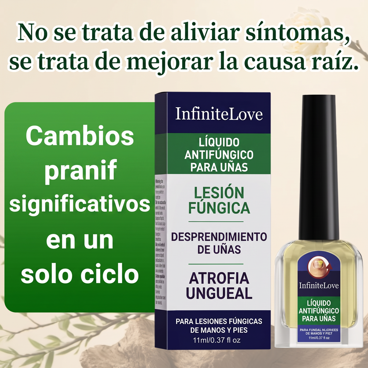 Líquido Antifúngico Uñas Tolnaftato 1% Tratamiento Hongos Manos y Pies 11ml