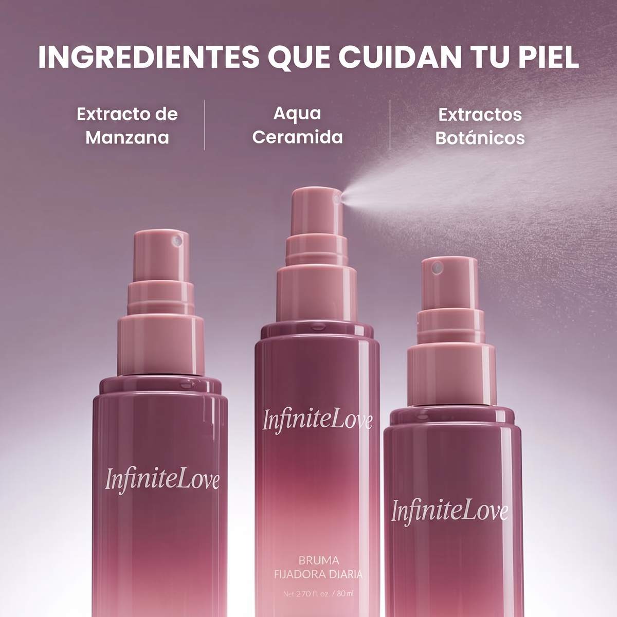 Bruma Fijadora de Maquillaje Todo el Día - Fijación Triple e Hidratación 80ml