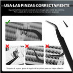 Kit de Pestanas en Racimo Autoadhesivas DIY - 80 Piezas 8-16mm con Pinzas de Precision